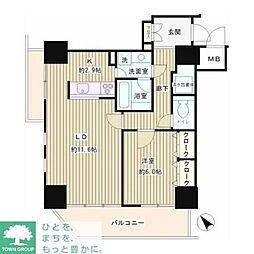 JR山手線 目黒駅 徒歩9分の賃貸マンション 5階1LDKの間取り