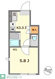 京王線 明大前駅 徒歩9分の賃貸アパート 1階1Kの間取り