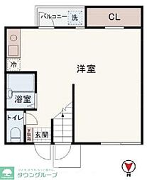 東急田園都市線 三軒茶屋駅 徒歩6分の賃貸マンション 1階ワンルームの間取り