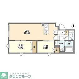 京王線 笹塚駅 徒歩6分の賃貸マンション 3階2LDKの間取り