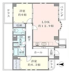 東急東横線 都立大学駅 徒歩4分の賃貸マンション 2階2LDKの間取り