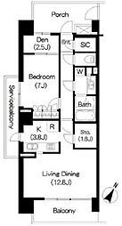 東急田園都市線 三軒茶屋駅 徒歩13分の賃貸マンション 3階1SLDKの間取り