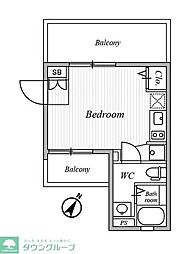 東急田園都市線 三軒茶屋駅 徒歩6分の賃貸マンション 4階ワンルームの間取り