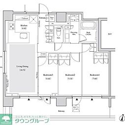 JR山手線 代々木駅 徒歩8分の賃貸マンション 8階3LDKの間取り