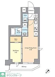 京王線 幡ヶ谷駅 徒歩2分の賃貸マンション 2階1LDKの間取り