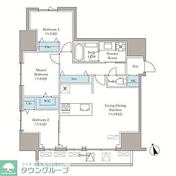 東京メトロ東西線 早稲田駅 徒歩7分の賃貸マンション 8階3SLDKの間取り