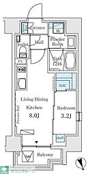 都営三田線 御成門駅 徒歩3分の賃貸マンション 4階1LDKの間取り