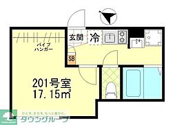 東急大井町線 戸越公園駅 徒歩9分の賃貸アパート 2階1Kの間取り