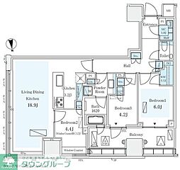 東京メトロ半蔵門線 半蔵門駅 徒歩8分の賃貸マンション 6階3LDKの間取り