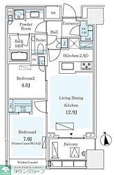 東京メトロ半蔵門線 半蔵門駅 徒歩8分の賃貸マンション 9階2LDKの間取り