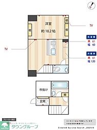 東京メトロ銀座線 外苑前駅 徒歩8分の賃貸マンション 1階ワンルームの間取り