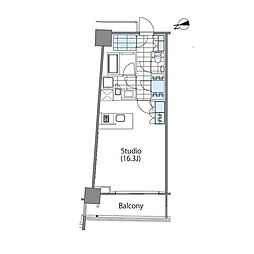都営大江戸線 東新宿駅 徒歩5分の賃貸マンション 4階ワンルームの間取り
