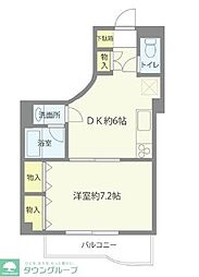 東急田園都市線 桜新町駅 徒歩20分の賃貸マンション 2階1DKの間取り
