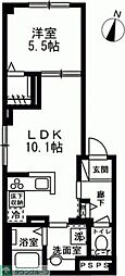 東京メトロ東西線 飯田橋駅 徒歩10分の賃貸マンション 1階1LDKの間取り