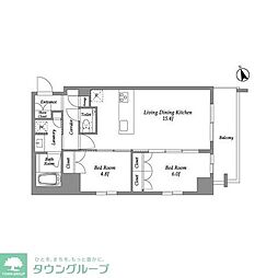 東急東横線 代官山駅 徒歩3分の賃貸マンション 8階2LDKの間取り