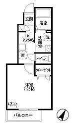 東急東横線 都立大学駅 徒歩6分の賃貸アパート 1階1Kの間取り