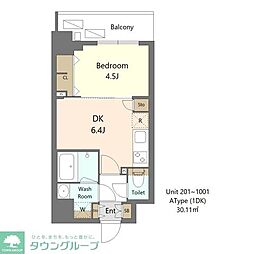 東京メトロ東西線 早稲田駅 徒歩8分の賃貸マンション 6階1DKの間取り