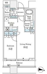 JR山手線 渋谷駅 徒歩9分の賃貸マンション 13階1LDKの間取り
