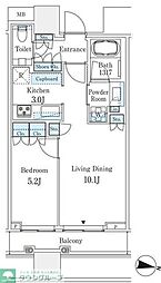 パークコート渋谷ザタワー 13階1LDKの間取り