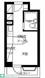 東京メトロ日比谷線 広尾駅 徒歩12分の賃貸マンション 5階ワンルームの間取り