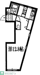 東京メトロ日比谷線 広尾駅 徒歩8分の賃貸マンション 4階ワンルームの間取り
