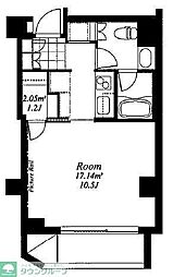 都営大江戸線 国立競技場駅 徒歩7分の賃貸マンション 6階1Kの間取り
