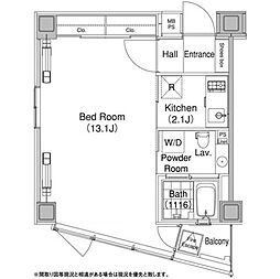 東京メトロ日比谷線 恵比寿駅 徒歩2分の賃貸マンション 4階1Kの間取り