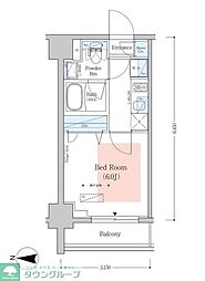 京急本線 新馬場駅 徒歩5分の賃貸マンション 7階1Kの間取り