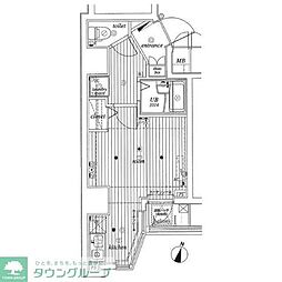 JR山手線 目黒駅 徒歩4分の賃貸マンション 6階ワンルームの間取り