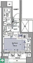 東京メトロ日比谷線 六本木駅 徒歩6分の賃貸マンション 2階ワンルームの間取り