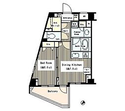 東急田園都市線 用賀駅 徒歩10分の賃貸マンション 2階1DKの間取り