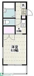 京急本線 大森町駅 徒歩5分の賃貸マンション 3階1Kの間取り