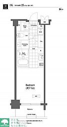 プライムアーバン目黒大橋ヒルズ 3階1Kの間取り