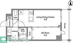 JR山手線 新大久保駅 徒歩5分の賃貸マンション 4階1LDKの間取り