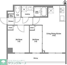 JR山手線 新大久保駅 徒歩5分の賃貸マンション 4階2LDKの間取り