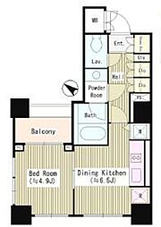 都営三田線 白金台駅 徒歩5分の賃貸マンション 4階1DKの間取り