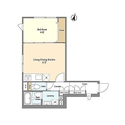 JR山手線 原宿駅 徒歩10分の賃貸マンション 4階1LDKの間取り
