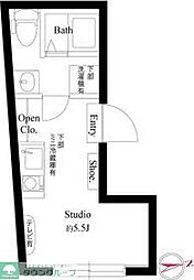 JR総武線 信濃町駅 徒歩6分の賃貸マンション 2階ワンルームの間取り