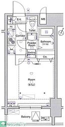 JR山手線 田町駅 徒歩7分の賃貸マンション 2階1Kの間取り