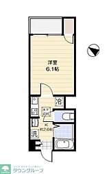 東急東横線 祐天寺駅 徒歩9分の賃貸アパート 2階1Kの間取り