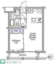 都営三田線 白金台駅 徒歩8分の賃貸マンション 2階1LDKの間取り