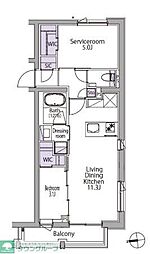 都営三田線 白金台駅 徒歩8分の賃貸マンション 5階2LDKの間取り