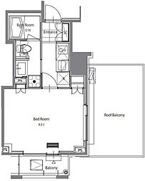 東急田園都市線 池尻大橋駅 徒歩7分の賃貸マンション 8階1Kの間取り