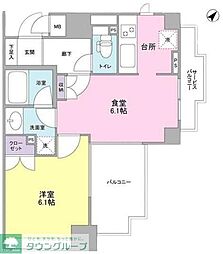 東京メトロ日比谷線 恵比寿駅 徒歩3分の賃貸マンション 6階1LDKの間取り
