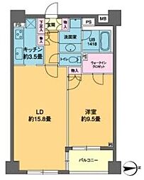 JR山手線 高輪ゲートウェイ駅 徒歩9分の賃貸マンション 8階1LDKの間取り