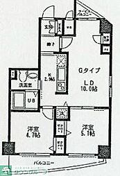 小田急小田原線 下北沢駅 徒歩2分の賃貸マンション 6階2LDKの間取り