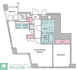 東京メトロ千代田線 乃木坂駅 徒歩1分の賃貸マンション 6階1LDKの間取り