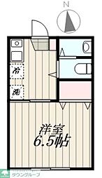 JR山手線 新大久保駅 徒歩7分の賃貸アパート 2階1Kの間取り
