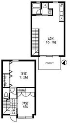 京王井の頭線 浜田山駅 徒歩12分の賃貸タウンハウス 1階2LDKの間取り