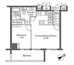 JR山手線 恵比寿駅 徒歩5分の賃貸マンション 4階1LDKの間取り
